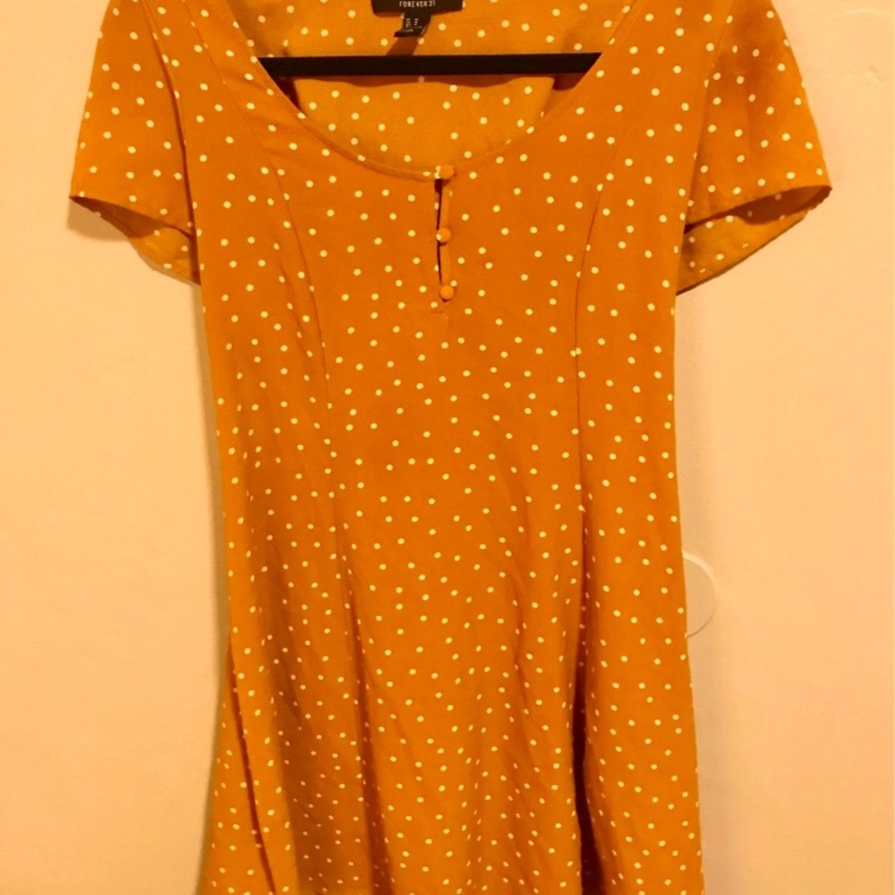 Mustard polka dot dress